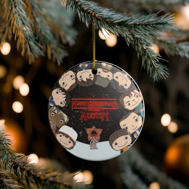 Eddie Munson Hellfire Club themed Stranger Things holiday ornament.