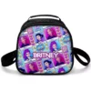 Huntrix photocard-wall lunch box in teal and pink, personalized with a name printed into the artwork.