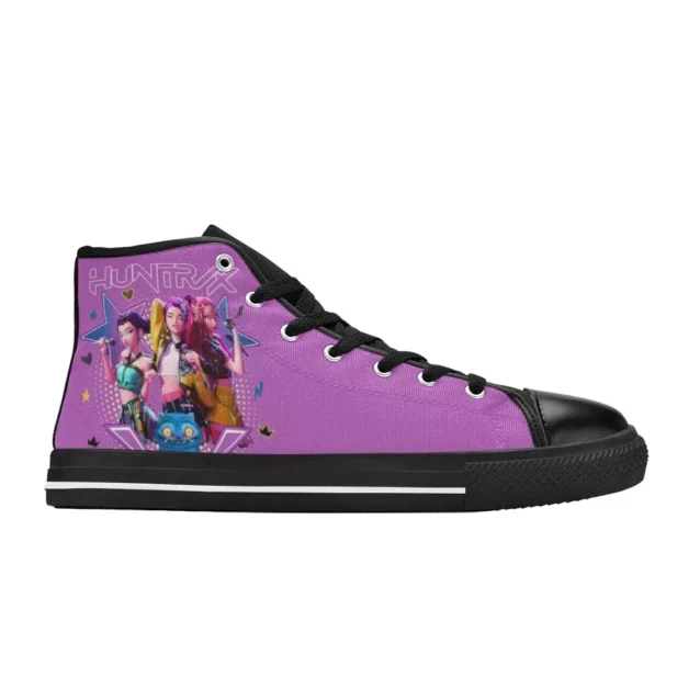 "Korean pop style kids' footwear with Kpop Demon Hunters theme."