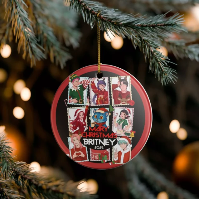 Kpop Demon Hunters Christmas ornament in a stylized anime design.