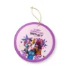 Close-up of the Huntrix-inspired Kpop holiday ornament showing glitter details.