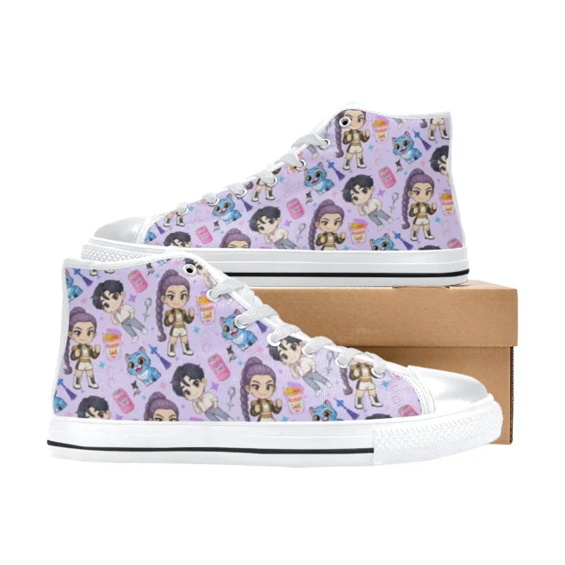 Close-up of the breathable canvas material on the Mira Kpop sneakers for girls.
