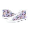 Side view of bright blue kids Kpop shoes showcasing Mira from the Demon Hunters group.