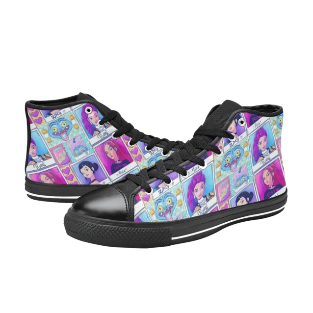Rear heel view of the custom Zoey Kpop Demon Hunters shoes designed for little kids.