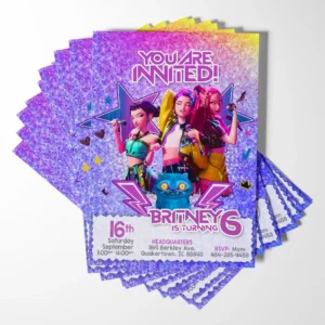 "Customizable Kpop invitation for teens with action mystery theme"