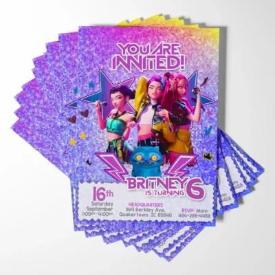 "Customizable Kpop invitation for teens with action mystery theme"