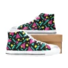 Everyday comfortable kids walking shoes featuring a bright 80s neon abstract design.