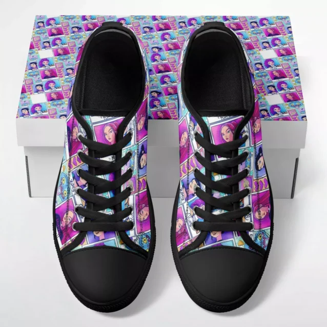 Lightweight Kpop Demon Hunters Sneakers for kids, featuring bubbly, energetic graphics inspired by the youngest member, Zoey.