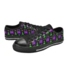 Back heel shot of the colorful retro geometric Stranger Things inspired kids canvas sneakers.