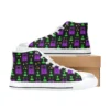 Stranger Things retro 80s arcade gaming shoes with neon purple and green accents.