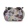 Side view of Stranger Things diaper backpack showing large water bottle pocket.