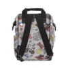 Close up of insulated front pockets in Stranger Things baby bag holding milk bottles.