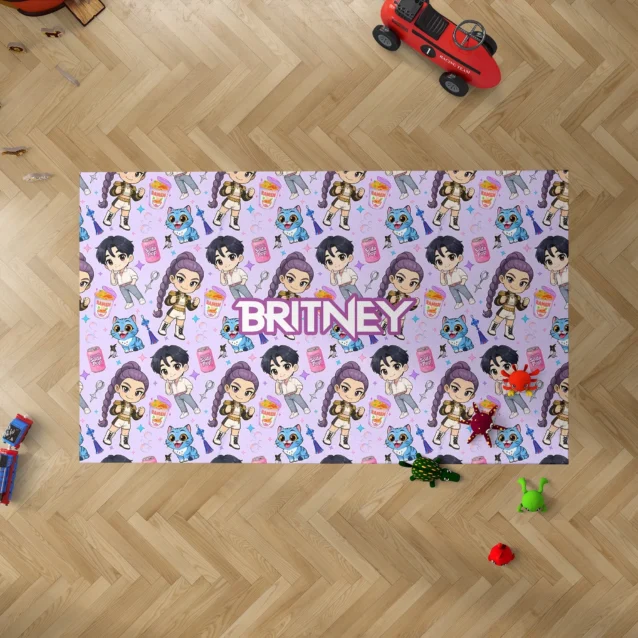 3D cartoon Kpop Demon Hunters Rug with high-definition digital printing.