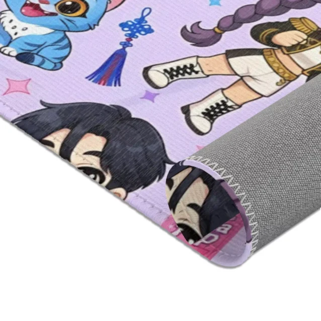 Kids' lounge rug featuring HUNTR/X group logo from Kpop Demon Hunters.
