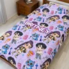 Lightweight Kpop Demon Hunters travel blanket with high-definition character illustrations.