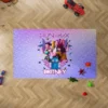 Vibrant purple and pink anime area rug for kids' rooms inspired by Kpop Demon Hunters.