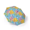 Compact Care Bears folding umbrella fitting perfectly inside a yellow school backpack.