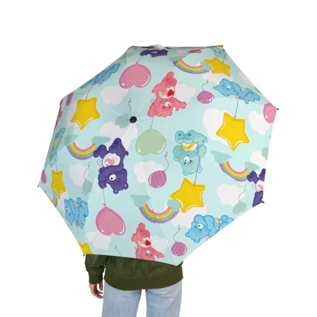 Close up of the pinch-proof safety runner on the Care Bears kids umbrella.