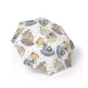 Side profile of a toddler safely shielded from the rain by a Disney Princess bubble umbrella.
