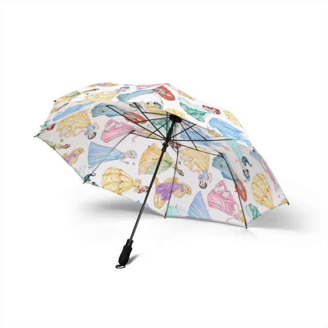 Disney Princess travel umbrella folded down to 9 inches for easy carrying and storage.