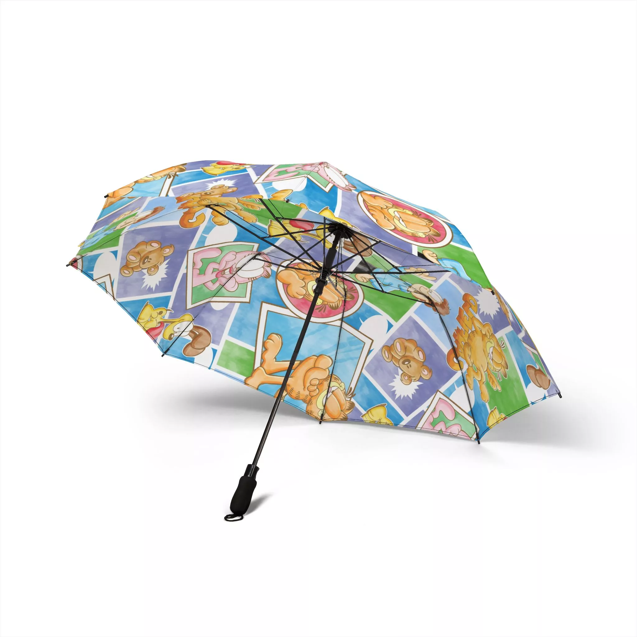 The Garfield umbrella folded to 20.5 inches, ready for a bag.
