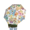 Compact Pokémon Pikachu travel umbrella folded down next to a backpack.