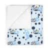 Custom personalized Bluey baby blanket featuring the Heeler family artwork on ultra-soft 30x40 inch light blue fleece.
