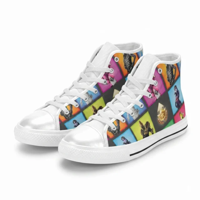 Cool Fortnite gaming sneakers printed canvas breakdown profile