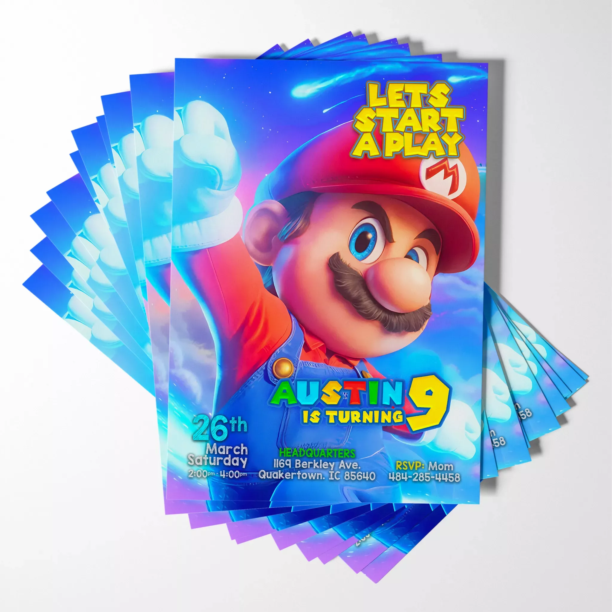 Custom Super Mario Galaxy Invitation | Digital & Printed