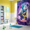 Personalized gamer shower curtain displaying Mario and Yoshi looking at a distant castle in space.