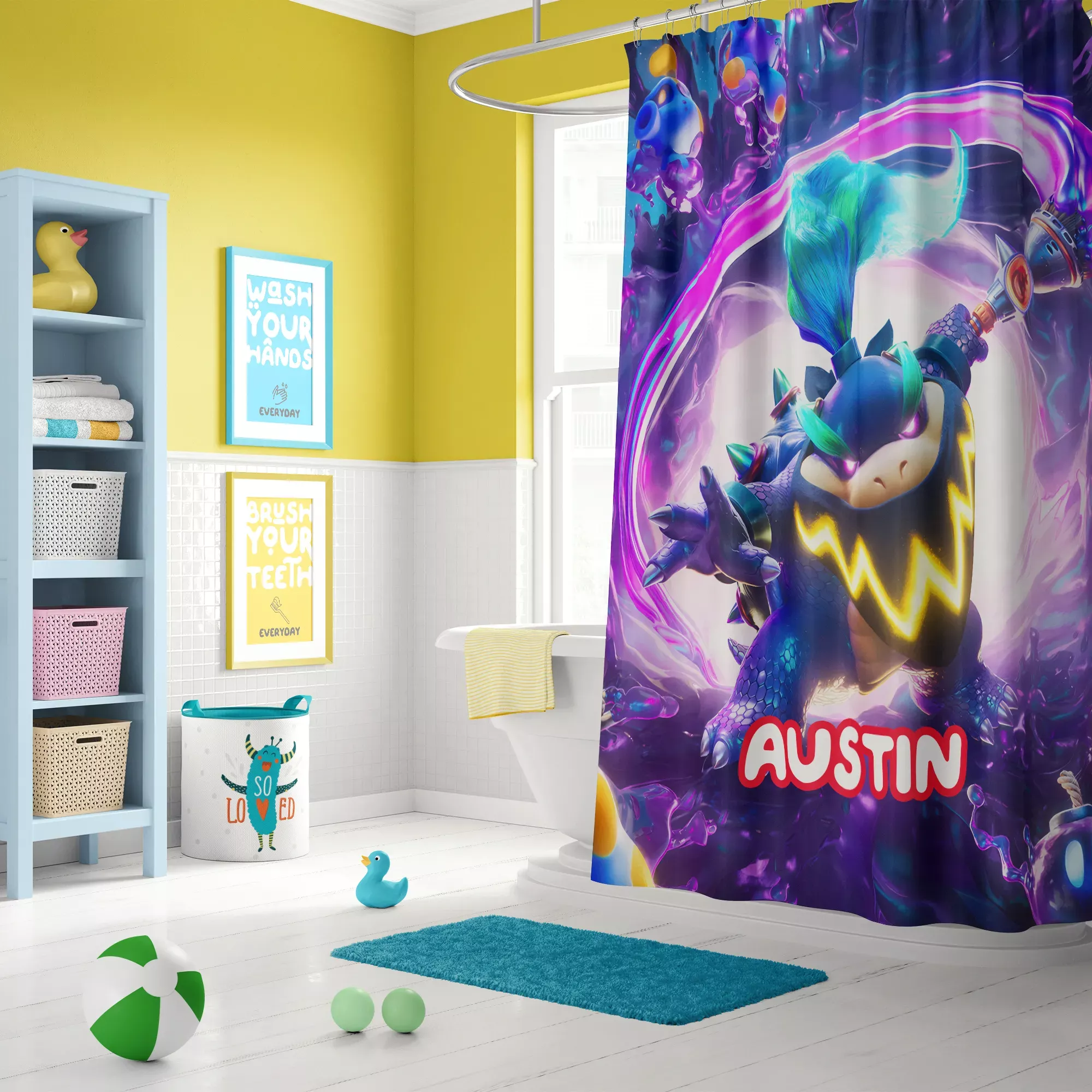 Personalized Super Mario Bathroom Decor & Shower Curtain