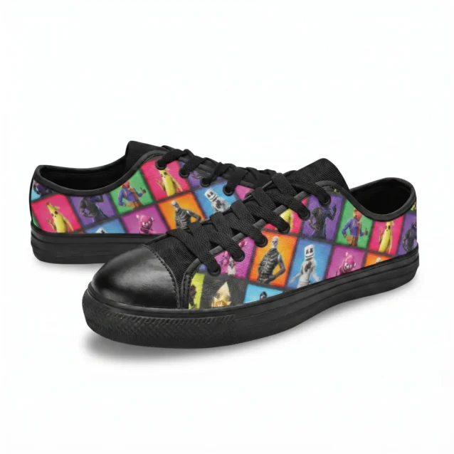 Fortnite custom high top canvas shoes loot drop pattern side view