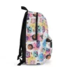 Right side angle view of the Gabby's Dollhouse kids school backpack highlighting the reinforced elastic mesh pocket designed to hold hydration water bottles securely.
