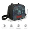 Woven canvas print texture on a black Hellfire Club emblem pack custom school lunch bag.