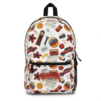 Custom Stranger Things inspired backpack and retro Hawkins High school canvas bookbag style pack
