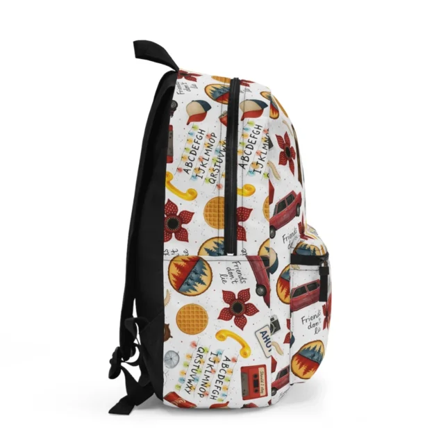 Retro Hawkins canvas bookbag highlighting adjustable shoulder straps and utility gear design