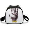 Custom personalized King Kong vs Godzilla insulated thermal lunch box for school, showcasing epic monster battle graphics and a secure zippered food compartment.