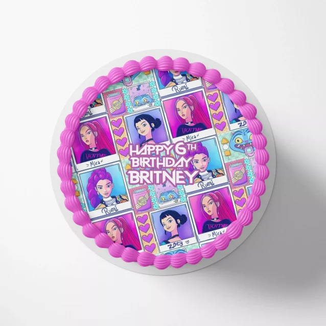 Edible image of Kpop cake topper featuring concert lightsticks