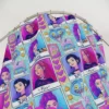 Purple Kpop shower curtain featuring cute chibi boy band characters.