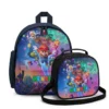Group showcase presentation view of the matching custom 2-piece Super Mario Galaxy backpack and lunchbox set bundle configuration layouts side-by-side.