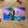 Mario riding Yoshi space adventure custom gaming rug