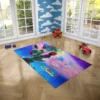 Personalized Super Mario Galaxy playroom rug looking at shattered planets
