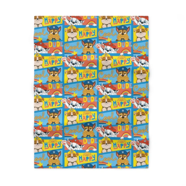 High-definition custom personalized Paw Patrol colorful pups edition fleece throw designed for toddler beds and strollers.