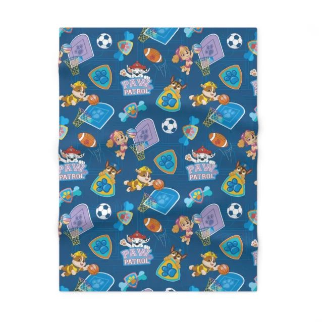 Custom personalized Paw Patrol dark blue baby blanket featuring Chase character artwork on ultra-soft 30x40 inch fleece.