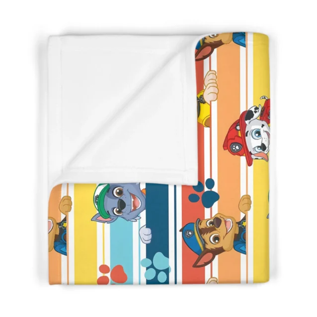 Inside open view of the Paw Patrol diaper bag backpack highlighting the spacious storage compartments and thermal insulated baby bottle holders.