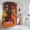 Sombrero-wearing Super Mario and Luigi custom bathroom decor shower drape.