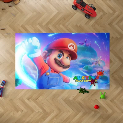 Personalized kids gaming mat featuring Mario in space