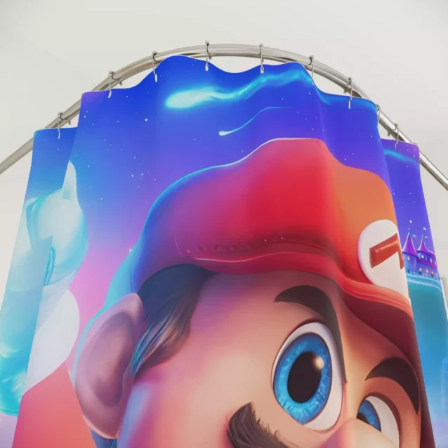 Custom Bowser Jr shower curtain with dark magic purple background and custom name Austin.