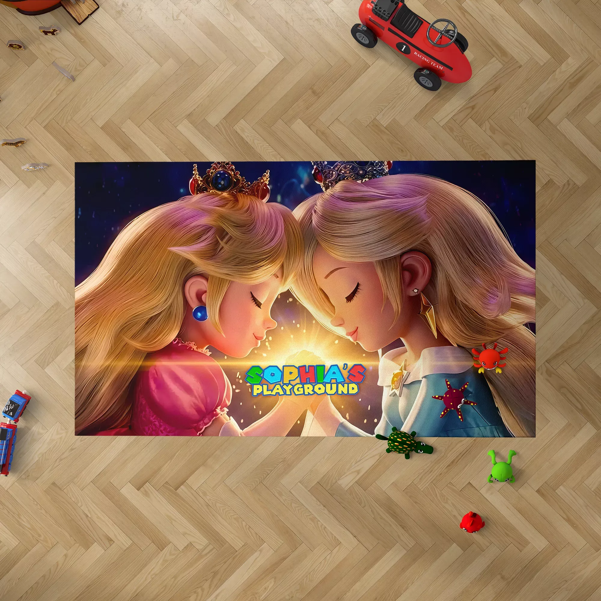 Princess Peach & Rosalina Glowing Magic Rug – Custom Girls Room Decor