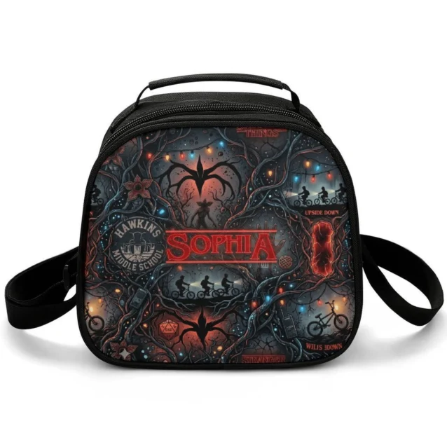 Sailor uniform design look of a custom print Scoops Ahoy theme school lunch bag variant.